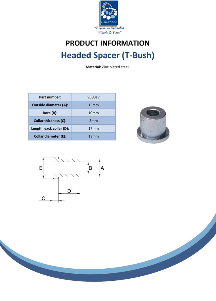 T-Bush 15x10x03mm - Spec sheet