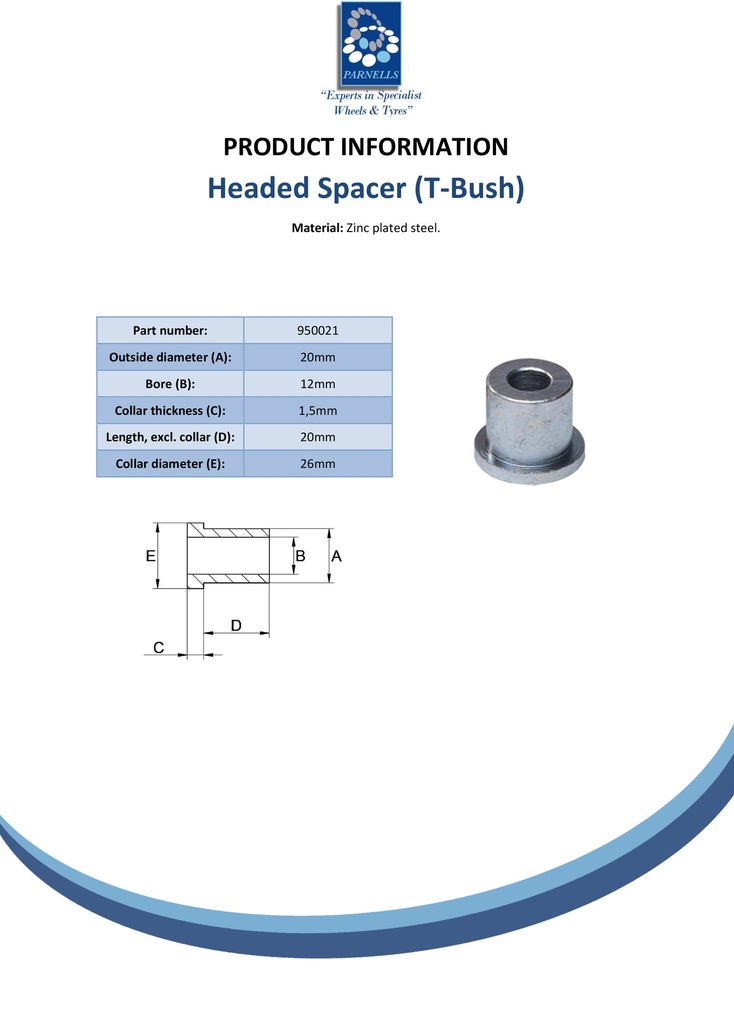 T-Bush 20x12x01.5mm - Spec sheet