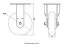 1500 series 150mm fixed top plate 135x110mm castor with  polyurethane on nylon centre ball bearing wheel 600kg - Castor drawing