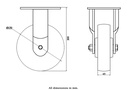 1500 series 150mm fixed top plate 135x110mm castor with nylon ball bearing wheel 1000kg - Castor drawing