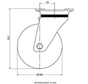 800 series 160mm swivel top plate 135x110mm castor with blue elastic rubber on nylon centre ball bearing wheel 350kg - Castor dimensions