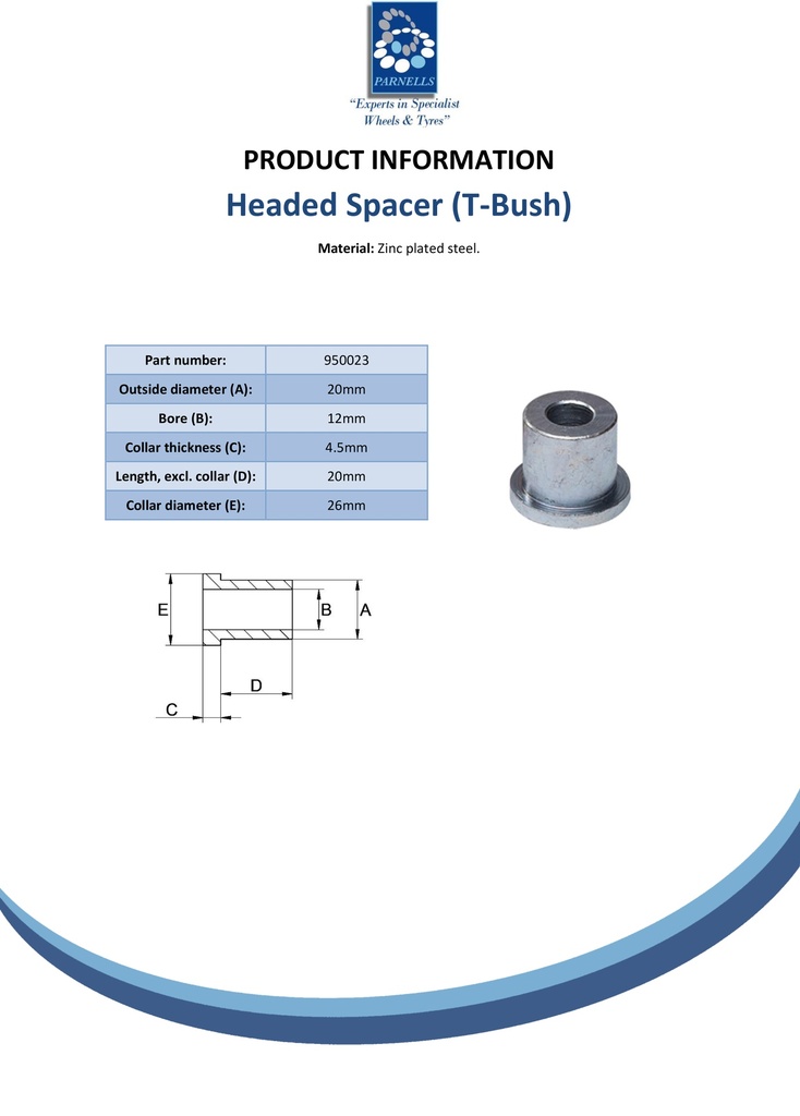 T-Bush 20x12x04.5mm - Spec sheet