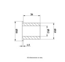 T-Bush 25x12x01.5mm - T-bush drawing with Dimensions