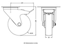 300 series 100mm swivel/brake top plate 100x80mm castor with polyurethane on nylon centre roller bearing wheel 170kg - Castor drawing