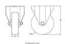 300 series 100mm fixed top plate 100x84mm castor with polypropylene roller bearing wheel 150kg - Castor drawing