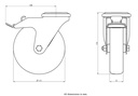 300SS series 125mm stainless steel swivel/brake bolt hole 12mm castor with grey TPR-rubber on polypropylene centre plain bearing wheel 125kg 