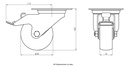 300SS series 80mm stainless steel swivel/brake top plate 100x85mm castor with polyurethane on nylon centre plain bearing wheel 120kg - Castor diemensions