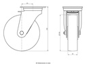 800SS series 200mm stainless steel swivel top plate 140x110mm castor with polyurethane on nylon centre stainless steel ball bearing wheel 750kg - Castor dimensions