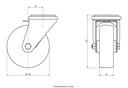 300SS series 100mm stainless steel swivel bolt hole 12mm castor with nylon plain bearing wheel 150kg - Castor dimensions