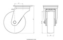 800SS series 150mm stainless steel swivel top plate 140x110mm castor with nylon plain bearing wheel 800kg - Castor dimensions