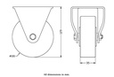 322 series 100mm fixed top plate 105x88mm castor with polyurethane on cast iron centre ball bearing wheel 250kg - Castor dimensions