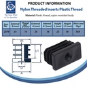 Plastic rectangular threaded insert 40x20mm M10 Spec Sheet