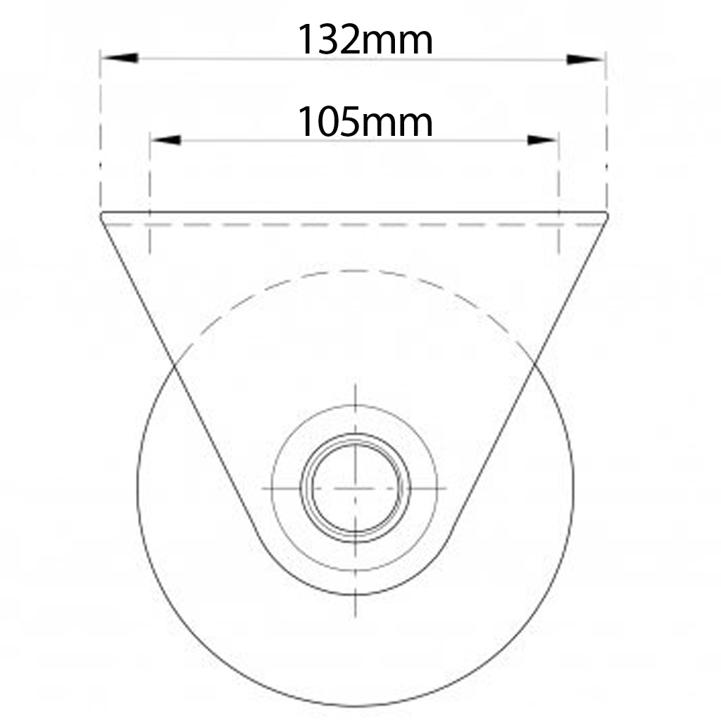 100mm V-groove wheel in fixed bracket side View Drawing with Dimensions