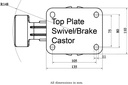 1500 series 160mm swivel/brake top plate 135x110mm - Plate drawing