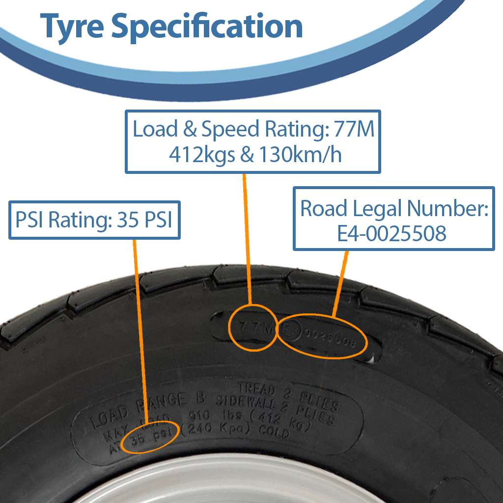 20.5x8.00-10 4ply TRAILER WHEEL with Tyre specification text boxes