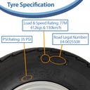 20.5x8.00-10 4ply TRAILER WHEEL with Tyre specification text boxes