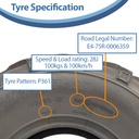 22x7.00-10 4pr Wanda P361 ATV tyre Specifications