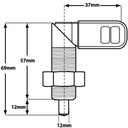 M20 Blackened steel Cam plunger (12mm plunger diameter) - Dimensions