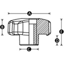 M6 female thermoplastic lobe knob open zinc thread