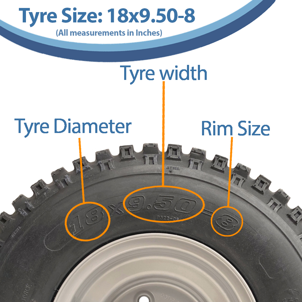 18x9.50-8 4ply P322 KNOBBY WHEEL 4/100 size with text