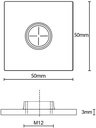 50x50x3mm M12 Stainless steel weld on plate AISI 304/A2 - Dimensions