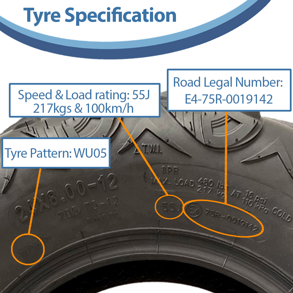 24x8.00-12 8pr OBOR Mudsling ATV tyre specification