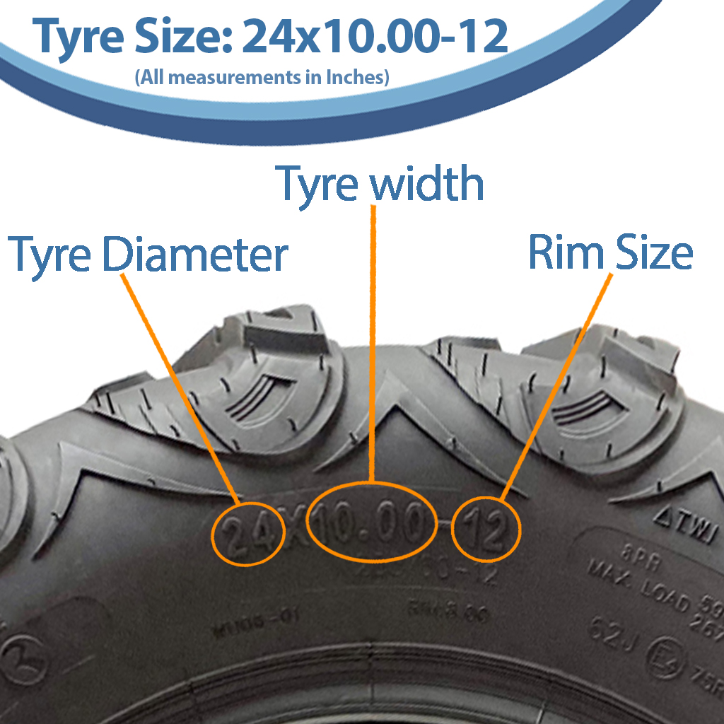 24x10.00-12 8pr OBOR Mudsling ATV tyre size with text