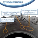 24x10.00-12 8pr OBOR Mudsling ATV tyre specification