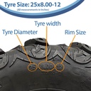 25x8.00-12 (205/80-12) 8pr OBOR Mudsling ATV tyre size with text