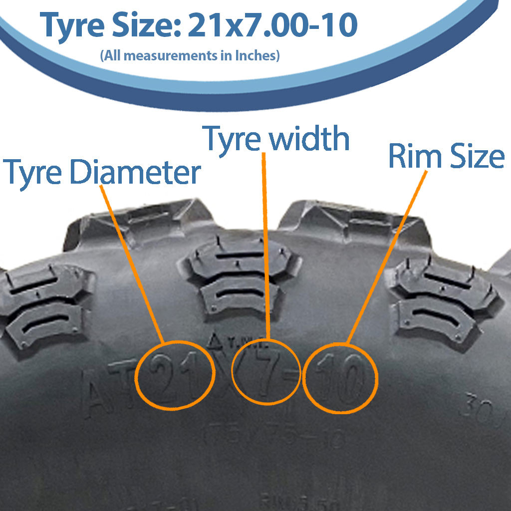 21x7.00-10 6ply OBOR Kraken tyre size view with text