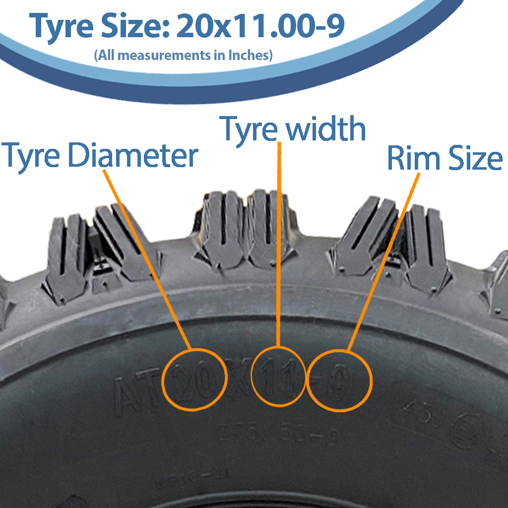 20x11.00-9 6ply OBOR Kraken tyre size with text