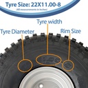 22x11.00-8 6pr Wanda P323 knobby tyre size with text