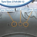 27x9.00-12 6ply OBOR Scoprio tyre size with text