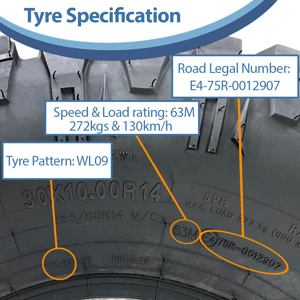 30x10.00R14 8ply OBOR Predator tyre specification