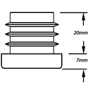 Plastic square insert 70x70mm (3.6/5mm) Drawing with Dimensions