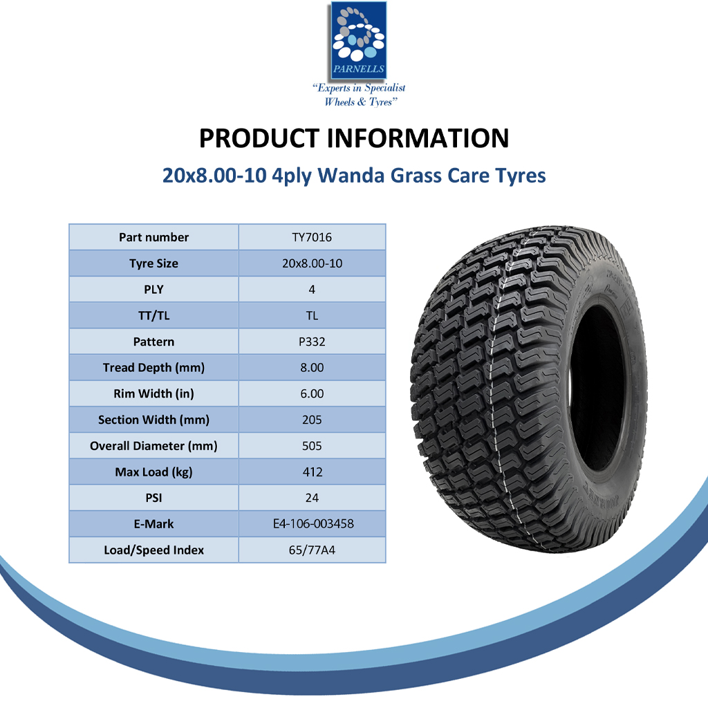 20x8.00-10 4pr Journey P332 spec sheet