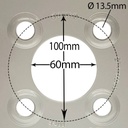 100mm PCD rim centre with dimensions