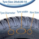 20x8.00-10 4pr Journey P332 grass tyre size with text