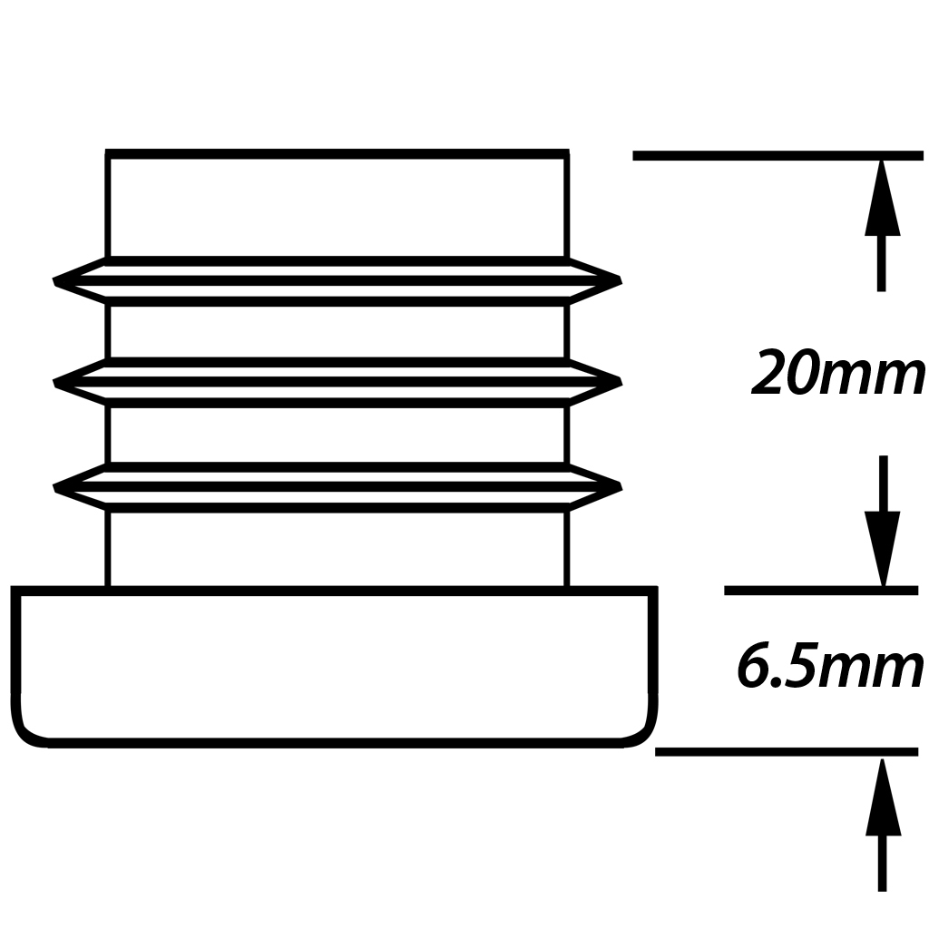 Plastic round insert 2 ½” (1.25/2mm) drawing with dimensions