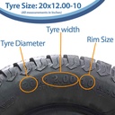 20x12.00-10 (305/40-10) 4pr Journey P332 grass tyre size with text