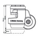 Levelling series HRIG-POA 50G 50mm swivel threaded bolt hole M12x15mm castor with nylon plain bearing wheel 250kg side view with extended foot