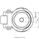 Levelling series HRIG-POA 50G 50mm swivel threaded bolt hole M12x15mm castor with nylon plain bearing wheel 250kg top view