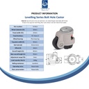 Levelling series HRIG-POA 50G 50mm swivel threaded bolt hole M12x15mm castor with nylon plain bearing wheel 250kg spec sheet