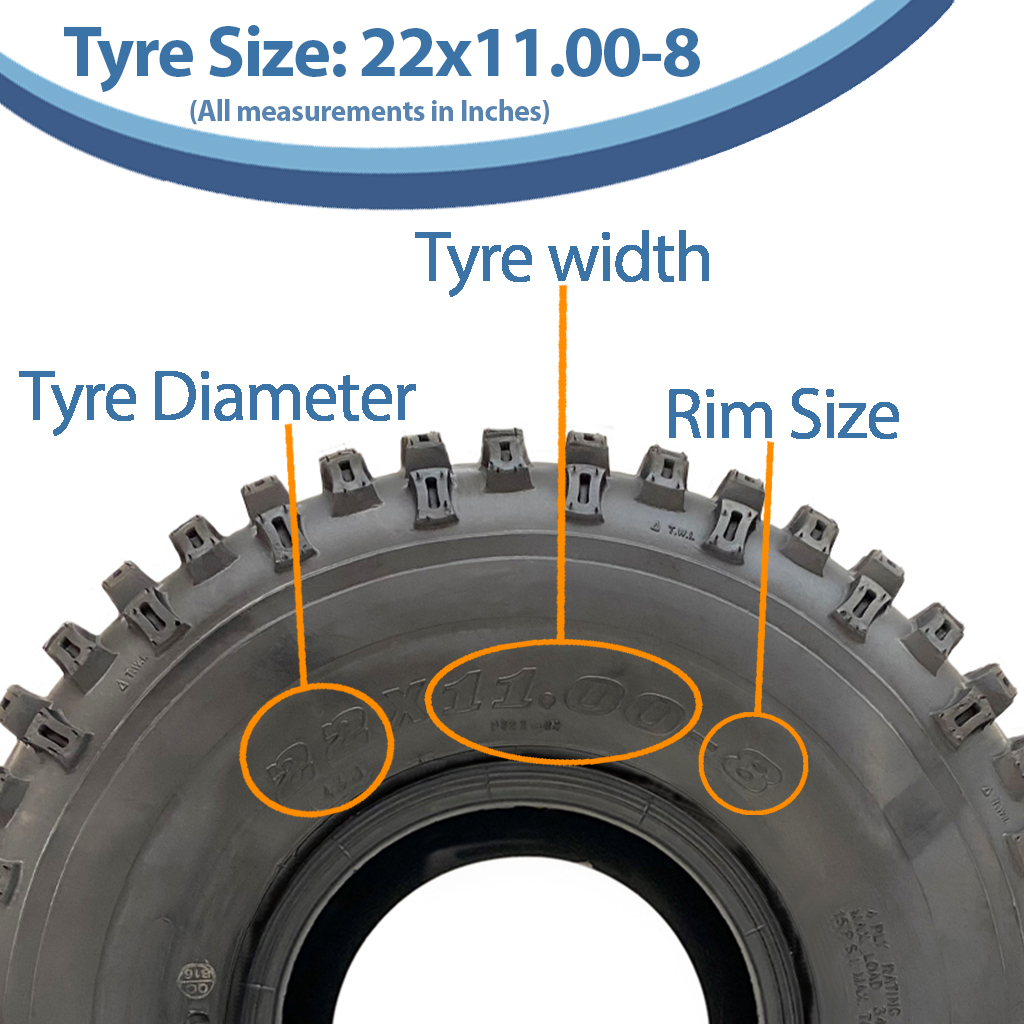 22x11.00-8 4pr Journey P322 Knobby tyre size with text