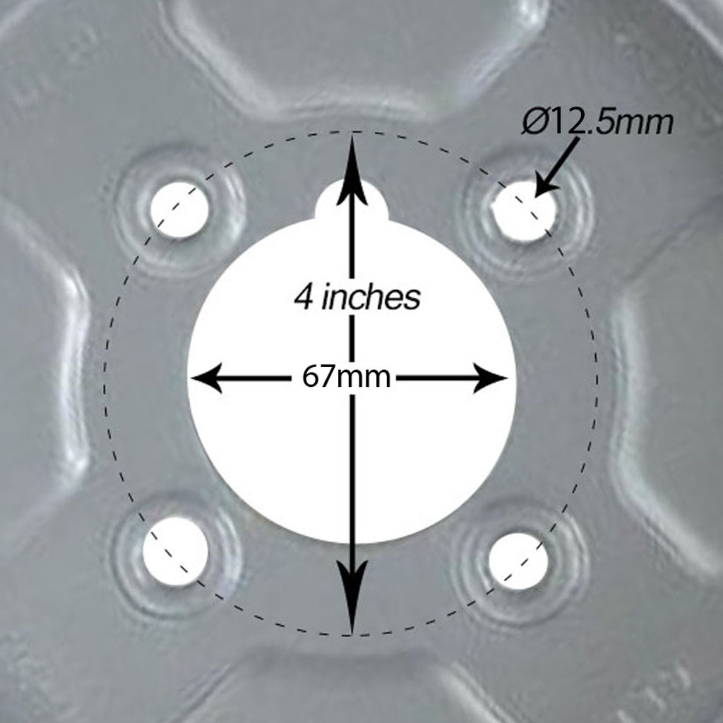 4 inch PCD rim centre with dimensions