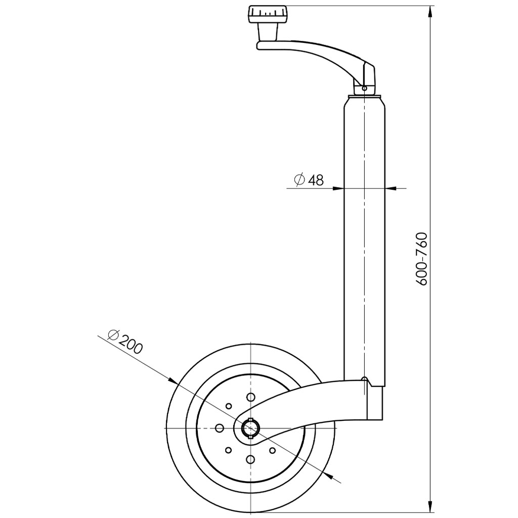 48mm jockey wheel drawing with dimensions