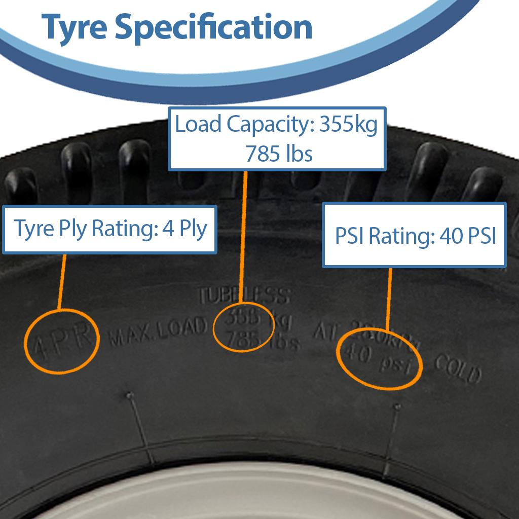 500x10 4ply trailer wheel & tyre assembly 4/100/60 specification