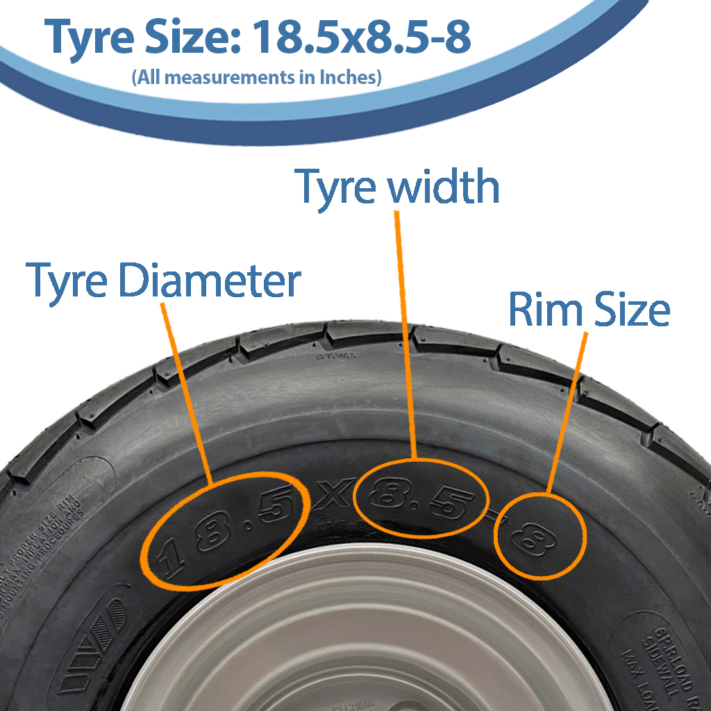 18.5x8.50-8 6ply trailer wheel & tyre assembly 4/101.6/67 (4" PCD) size with text