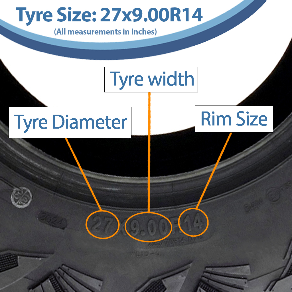 27x9.00R14 8ply OBOR Lynx tyre size with text