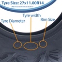 27x11.00R14 8ply OBOR Lynx tyre size with text